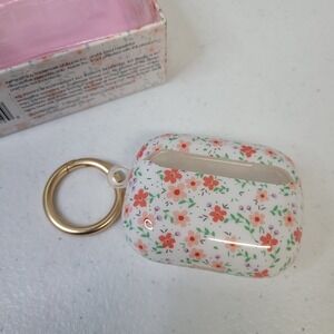 XO Poppy Floral AirPods Pro Case White Pink Orange Flowers Gold‎ Keychain NEW
